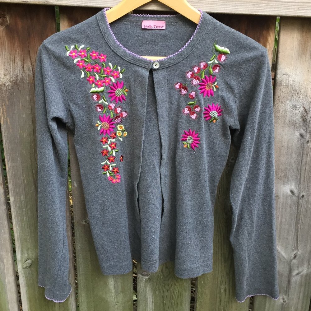 Stella Forest grey embroidered knit cardigan - size S/M